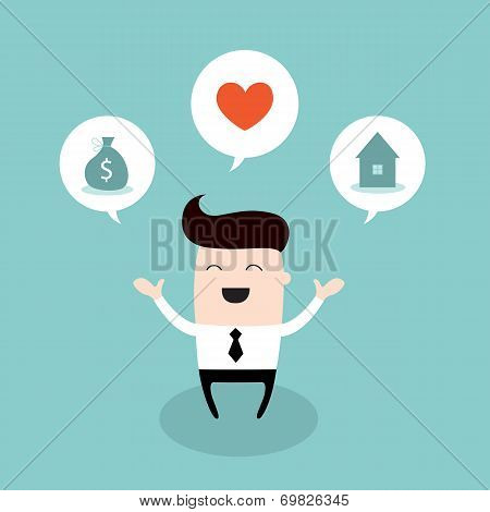 Happy Businessman Dream About Bright Future Business Success Concept