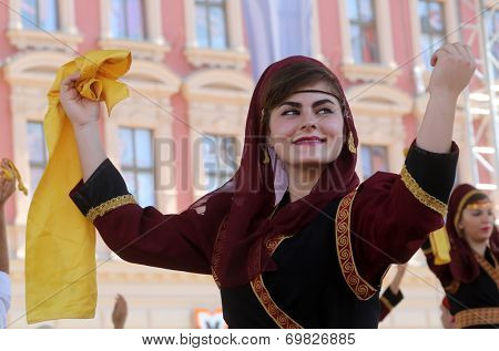 Members of folk group Albanian Culture Society Jahi Hasani from Cegrane, Macedonia during the 48th International Folklore Festival in center of Zagreb,Croatia on July 20,2014