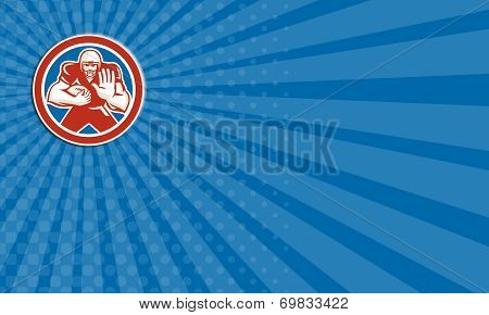 Business Card American Football Player Fend Off Circle Retro