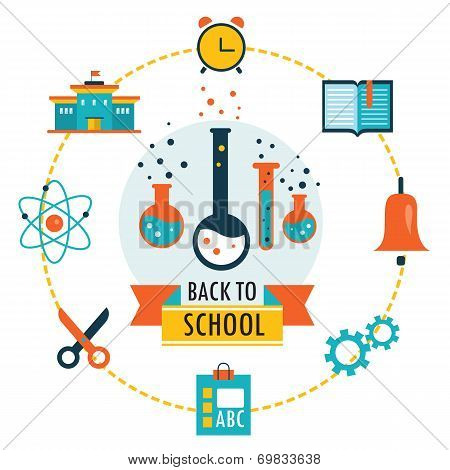 Back To School Background With Study Theme Icons