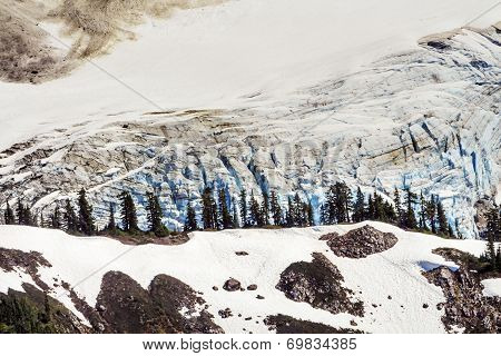 Mount Shuksan Glacier Close Up Evergreens Artist Point Washington State