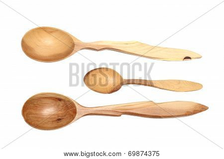 Hree Wooden Spoons Of Different Size