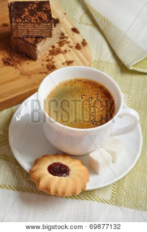 Morning Coffee With Biscuits And Cake