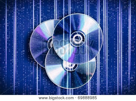 Conceptual image with CD disk and binary code