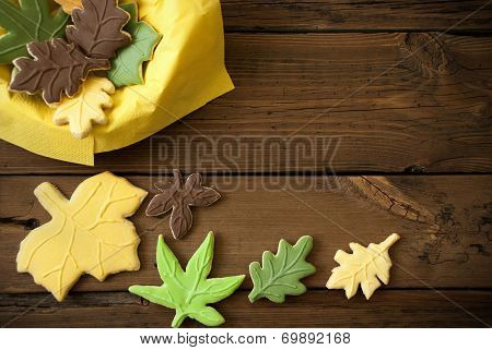 Autumn Cookies On Wooden Background