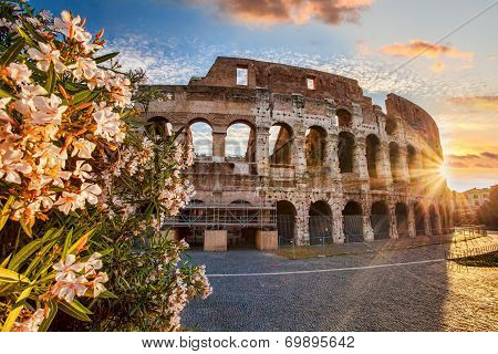 Famous landmark, old Colosseum in Rome, Italy