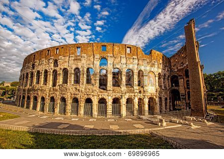 Famous landmark, old Colosseum in Rome, Italy