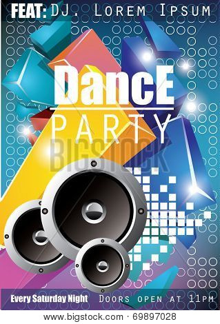 Dance Party Poster Background Template - Vector Illustration