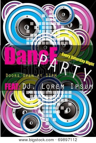 Dance Party Poster Background Template - Vector Illustration