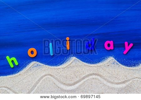 Word Holiday Laid Sand Blue Board