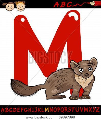 Letter M For Marten Cartoon Illustration