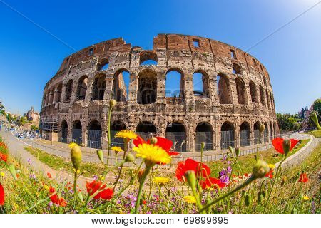 Famous landmark, old Colosseum in Rome, Italy