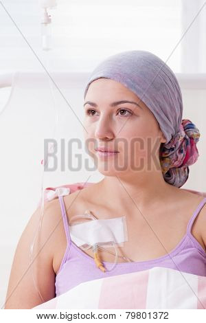 Cancer Girl Being In Hospital
