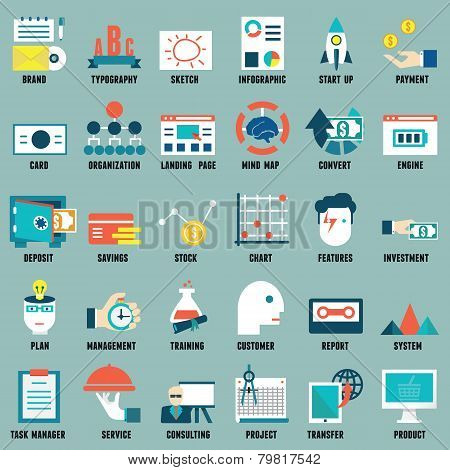 Set Of Flat Business, Commerce, Internet Service Icons For Design - Part 3