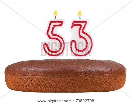Birthday Cake With Candles Number 53 Isolated