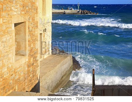 Port In Village Panormo At Crete, Greece