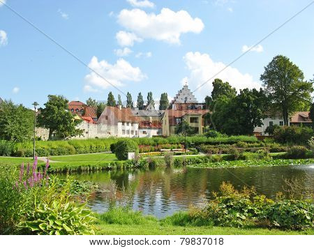 A park in Visby in Sweden