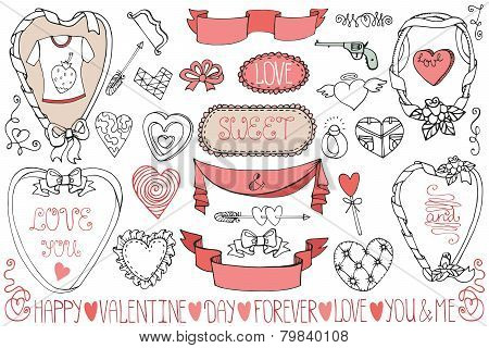 Valentine's day,wedding frames,decor element set