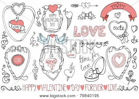 Valentine's day,wedding frames,decor element collection