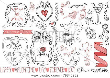 Valentine's day,wedding frames, icons elements collection