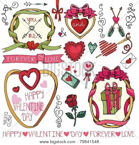 Valentine day,wedding frames,decor elements collection