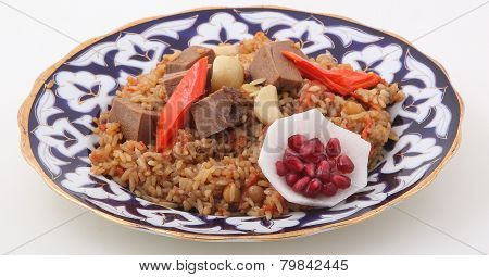Pilaff With Vegetables, Raisin, A Nut And Meat