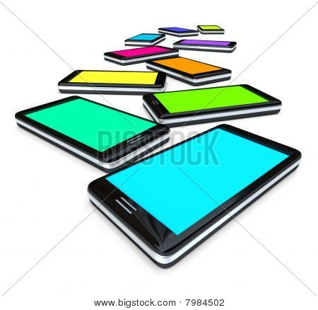 Telefones inteligentes - matriz de telas coloridas