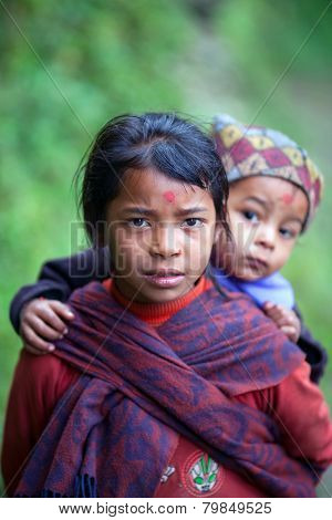Gurung children, Nepal