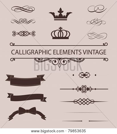 Vector Set Of Calligraphic Design Elements And Page Decoration Dividers