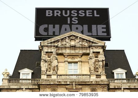 Citizen Walking At Brussels On Sunday, January 11, 2015