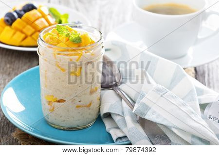 Coconut mango rice pudding