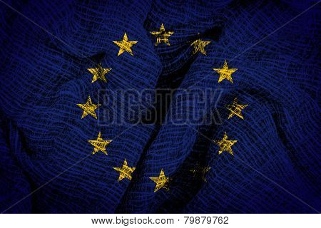 Euro flag on fabric surface