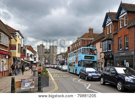 Canterbury, United Kingdom - Main Street And Gates.