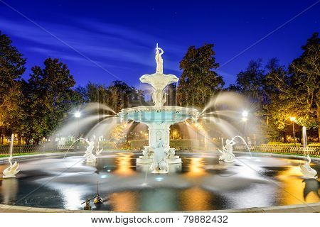 Savannah, Georgia, USA at Forsyth Park fountain.