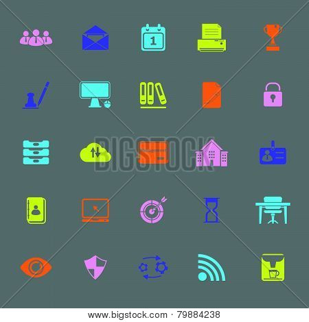 Business Management Color Icons On Gray Background