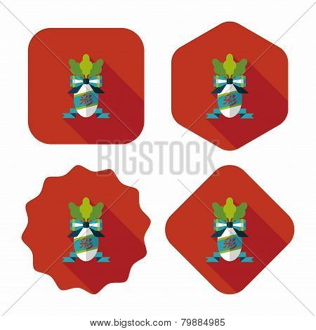 Chinese New Year Flat Icon With Long Shadow,eps10, Lucky White Radish With Chinese Words Means 