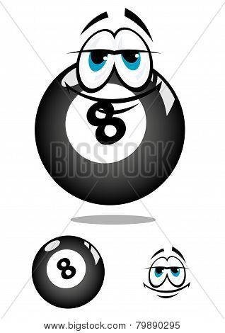 Smiling cartooned billiard ball