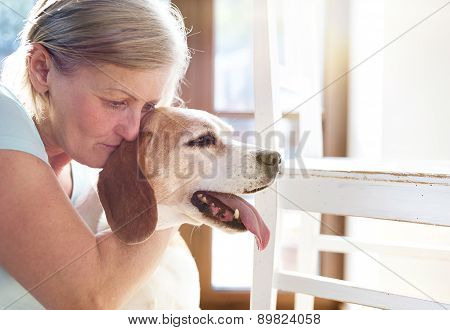 Senior woman and dog