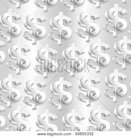 Silver Dollar Symbol In A Seamless Pattern