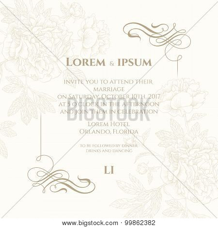 Template Card With Calligraphic Elements.