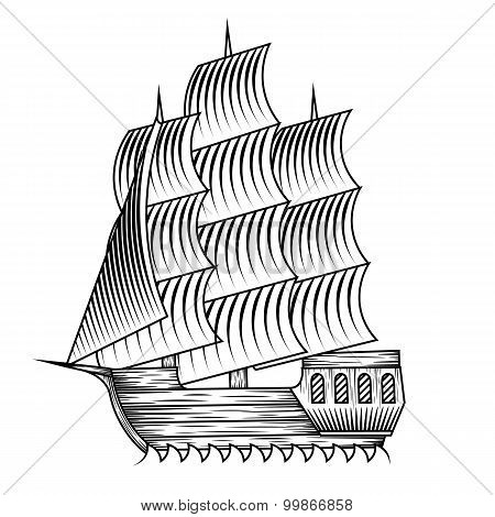 Vintage ship vector illustration