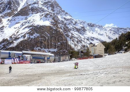 The Village Of Skiers On Glade Azau