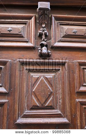 Ancient and traditional door in sauveterre, France