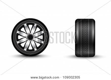 Automobile Wheel 3D Vector Illustration