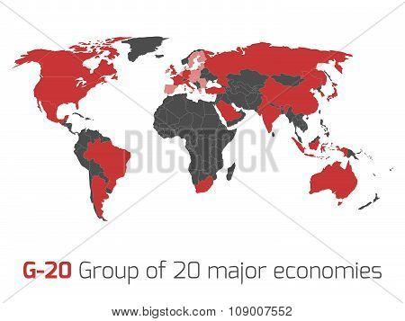 G-20 member states world map