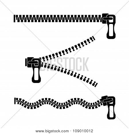 silhouette of a metal zipper on a white background
