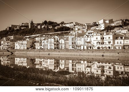 View Of City Alcacer Do Sal Near The River Sado In Portugal