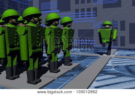 A platoon of soldiers on the parade ground
