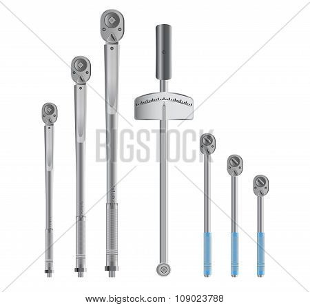 Torque wrenches isolated on white background