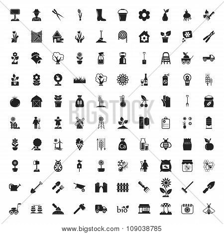 Gardening 100  Icons Set For Web